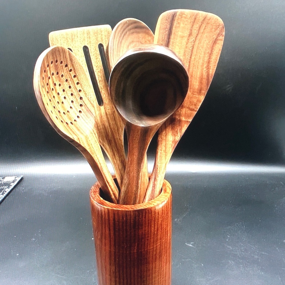 Wooden Kitchen Utensil Set - Natural Brown